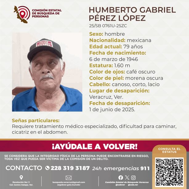 Desaparece Humberto Gabriel Pérez López en el puerto de Veracruz; tiene 79 años