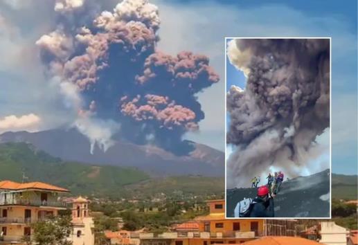 Quedó en VIDEO; erupción del volcán Etna sorprende a turistas