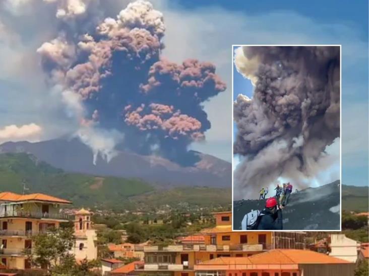 Quedó en VIDEO; erupción del volcán Etna sorprende a turistas
