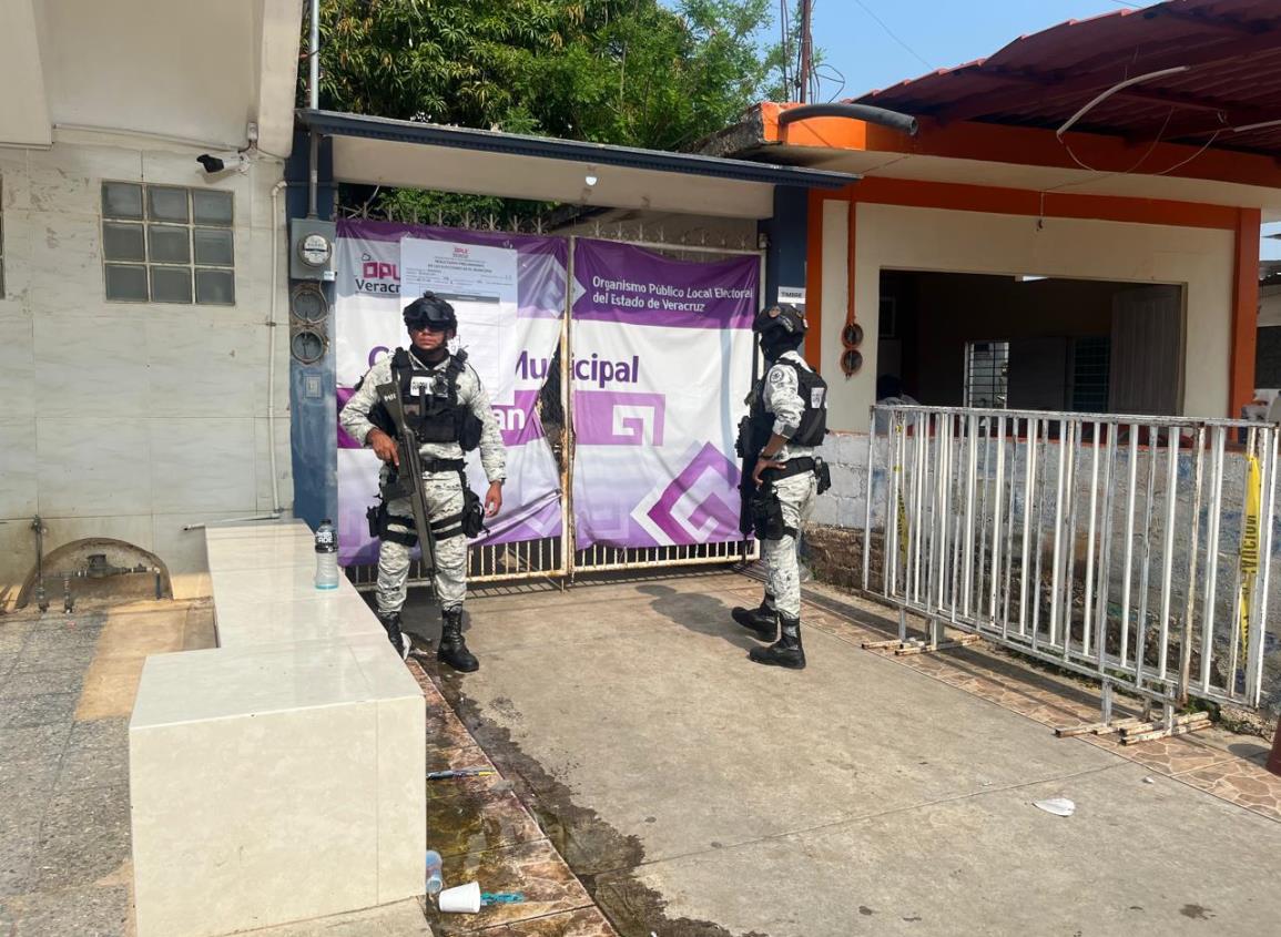 Guardia Nacional custodia votos de elección municipal en Acayucan