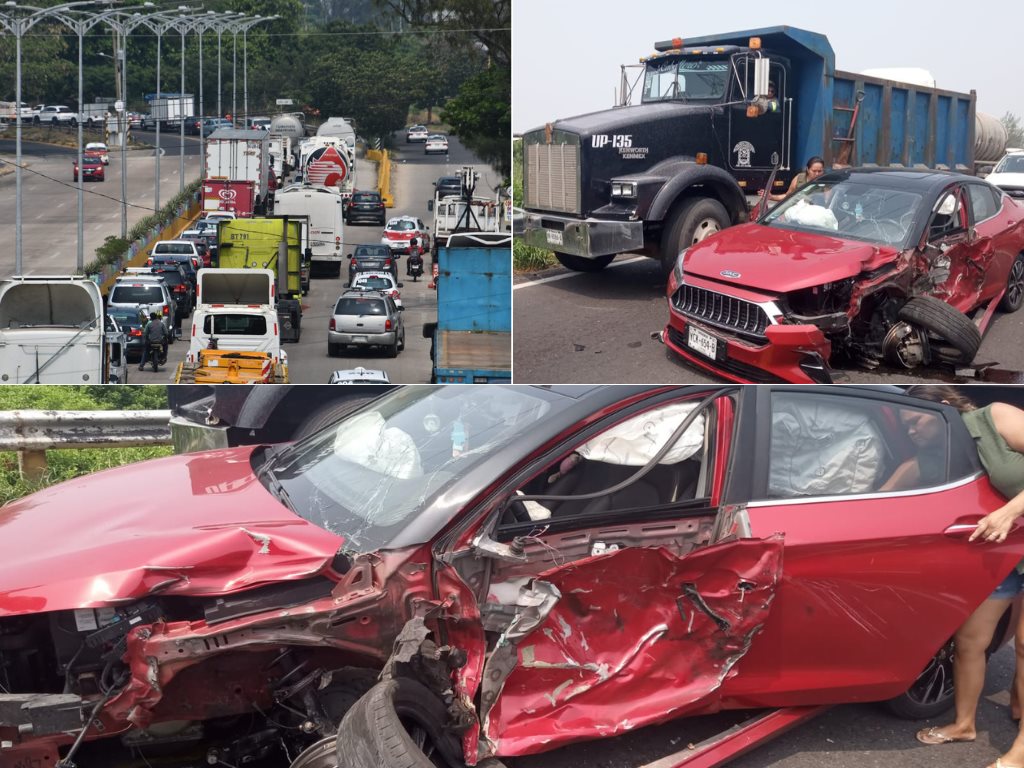Aparatoso choque en el puente Coatzacoalcos l; colapsa tráfico en acceso a la ciudad l VIDEO