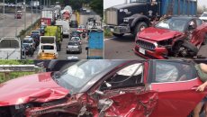 Aparatoso choque en el puente Coatzacoalcos l; colapsa tráfico en acceso a la ciudad l VIDEO