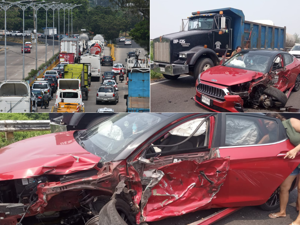 Aparatoso choque en el puente Coatzacoalcos l; colapsa tráfico en acceso a la ciudad l VIDEO