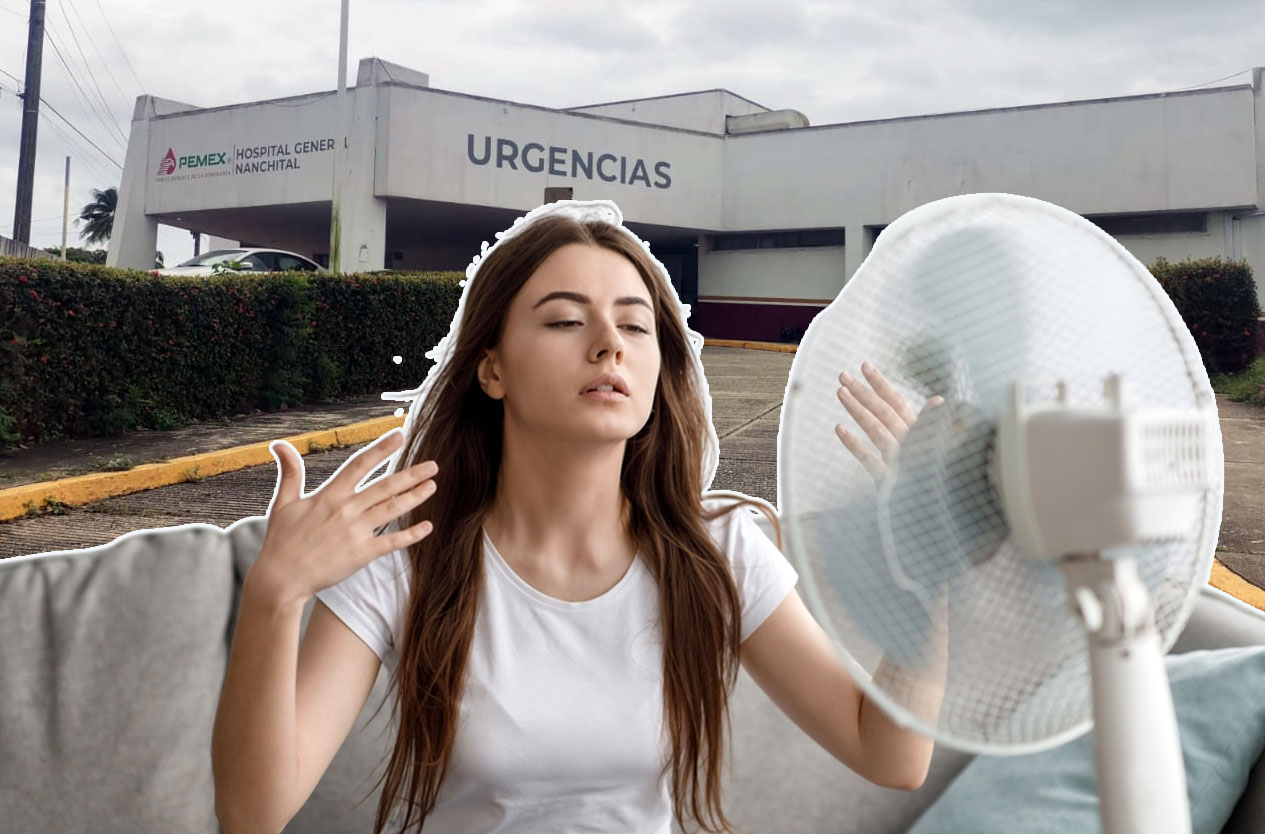 Insoportable calor en Hospital de Pemex en Nanchital; pacientes llevan sus ventiladores