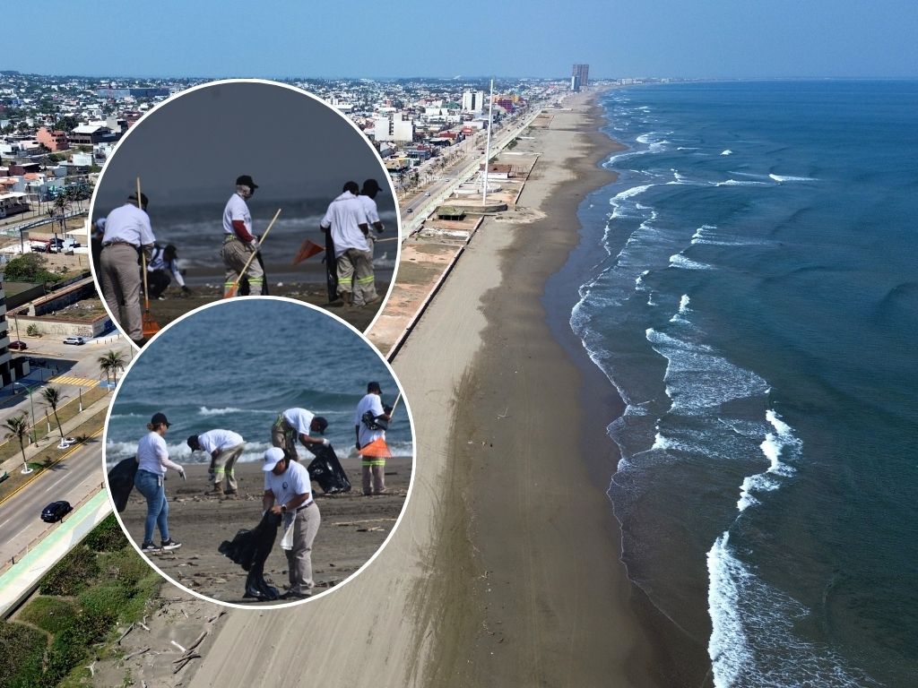 Semar, Ayuntamiento y porteños se unen para limpiar 2 kilómetros de playa en Coatzacoalcos | VIDEO