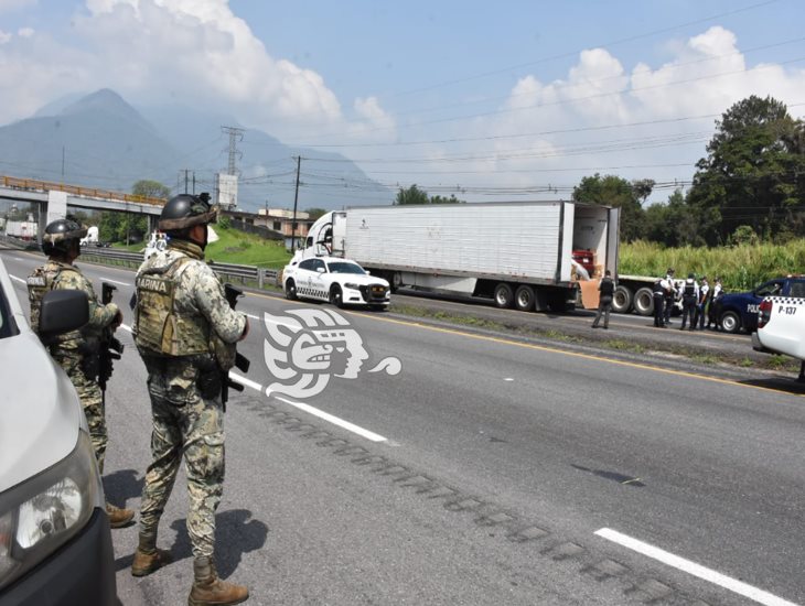 Aseguran tráiler con reporte de robo sobre autopista Orizaba- Ciudad Mendoza