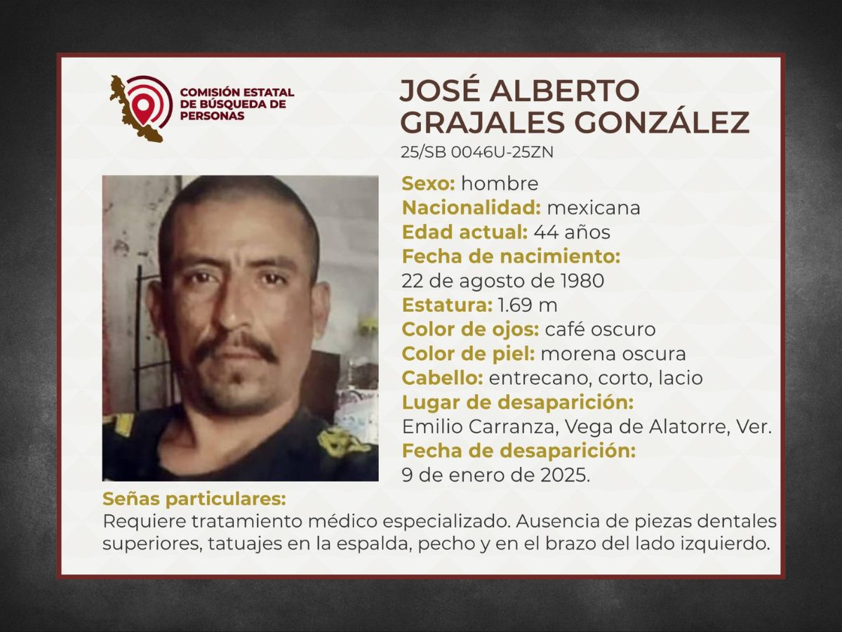 Continúa la búsqueda de José Alberto Grajales González, desaparecido en Vega de Alatorre