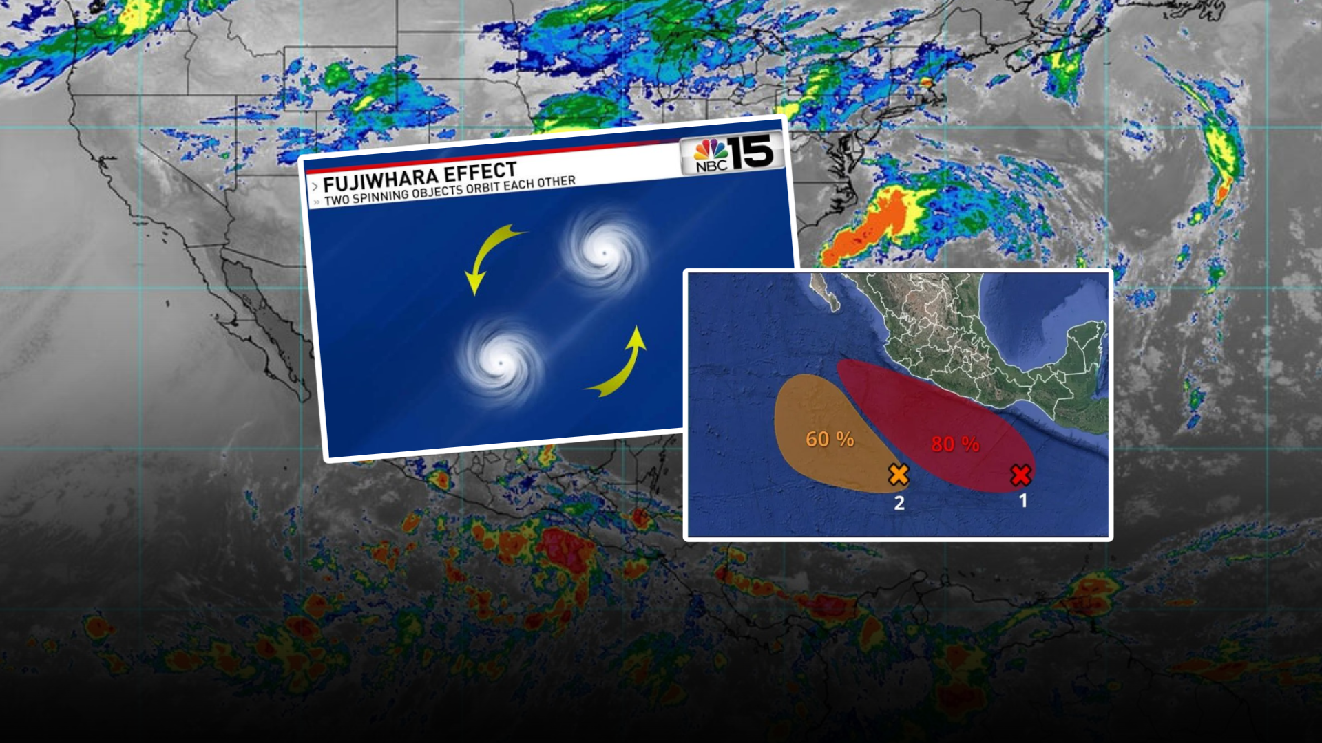 ¿Qué es el efecto Fujiwhara y cómo podría activarse entre las tormentas Bárbara y Cosme?