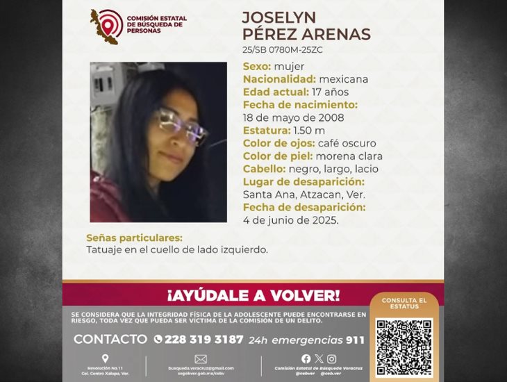 ¿La has visto?: Yoselyn, de 17 años, está desaparecida en Atzacan