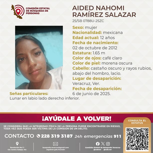 Desaparece Aided Nahomi Ramírez Salazar de 12 años en el puerto de Veracruz