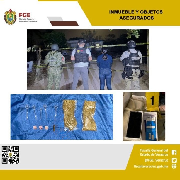 Fiscalía aseguran inmueble con armamento en operativo con fuerzas federales en Cotaxtla, Veracruz