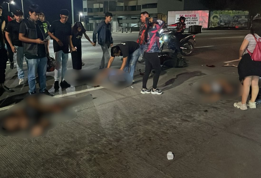 Se accidentan jóvenes en rodada en bulevar de Boca del Río; hay 3 lesionados