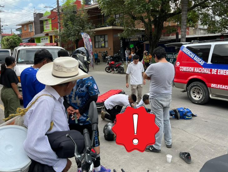 Xalapa: otro motociclista herido tras fuerte choque en la colonia Revolución