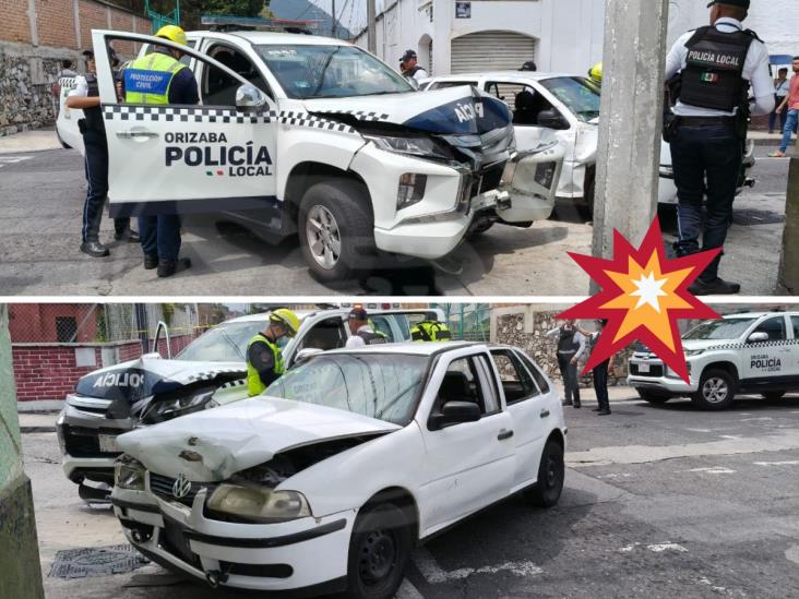 ¿Tenía prisa? Patrulla de la Policía Municipal de Orizaba choca con otro auto (+Video)