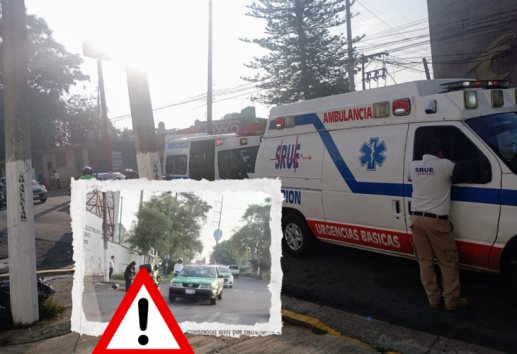 Taxi impacta a motociclista en la avenida Miguel Alemán en Xalapa
