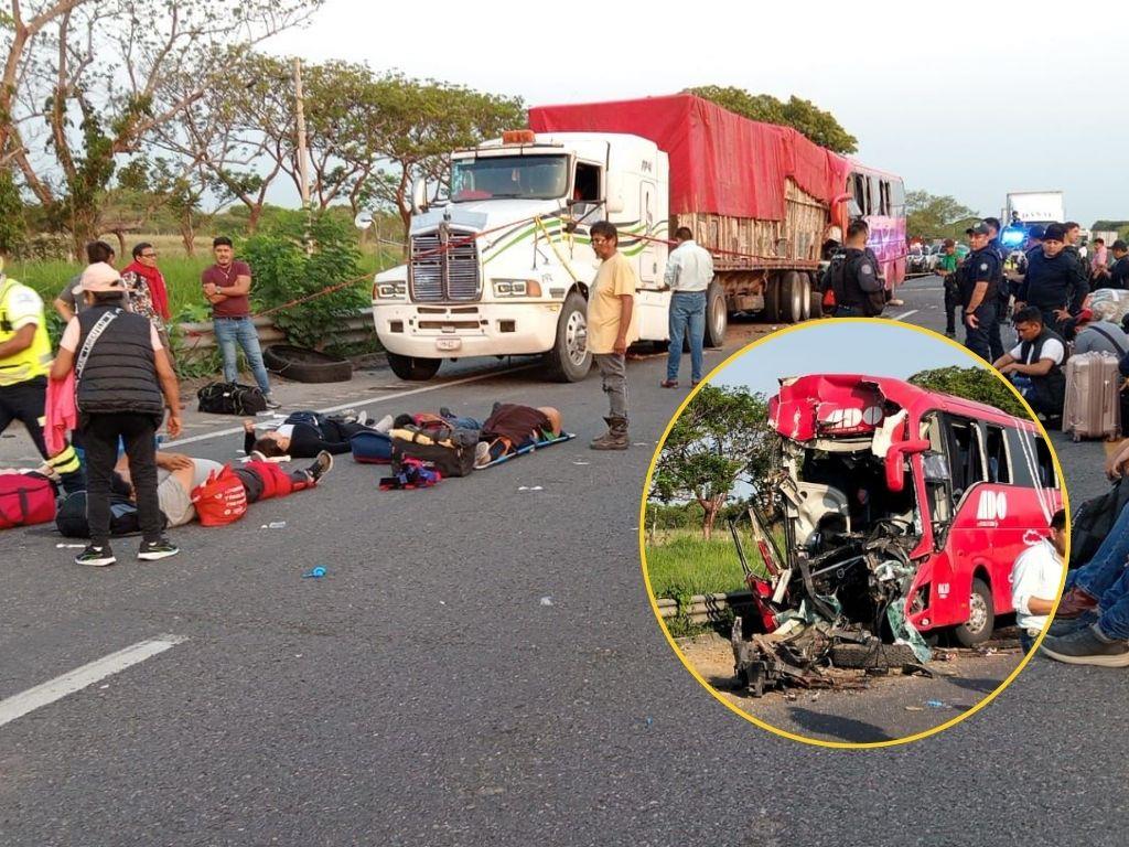 Choque de ADO y tráiler deja un muerto y 27 heridos en autopista Isla- Acayucan; lista de los lesionados