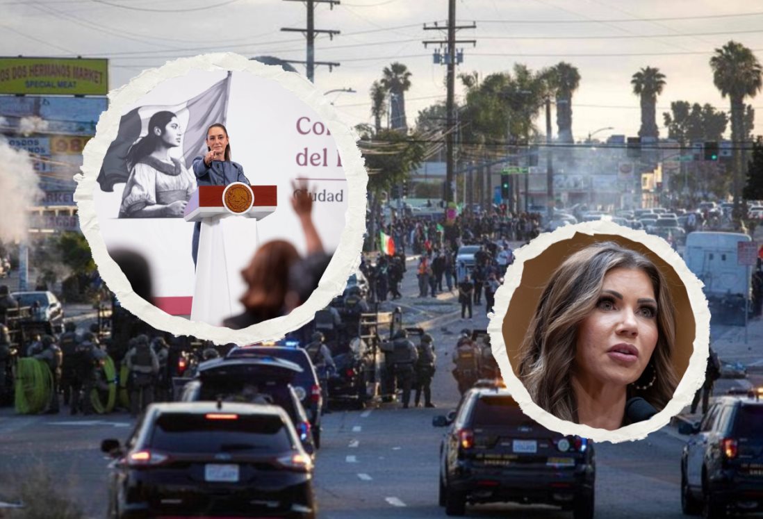 "Claramente condeno las manifestaciones violentas en Los Ángeles", responde Claudia Sheinbaum a Kristi Noem