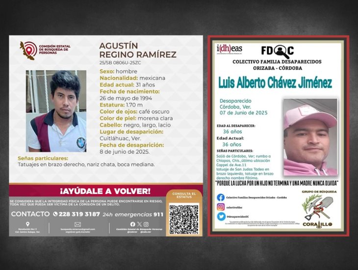 Reportan a 2 hombres desaparecidos en la región centro de Veracruz 