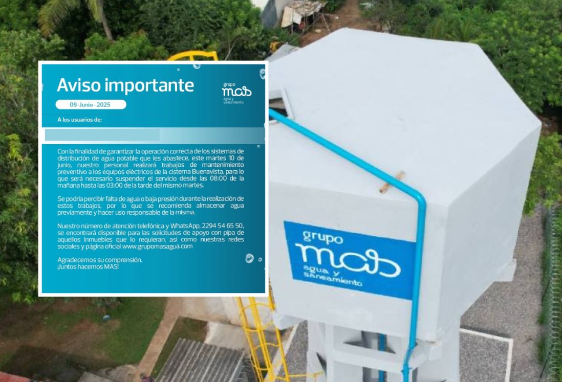 Esta colonia de Veracruz no tendrá agua potable este martes 10 de junio, informa Grupo MAS
