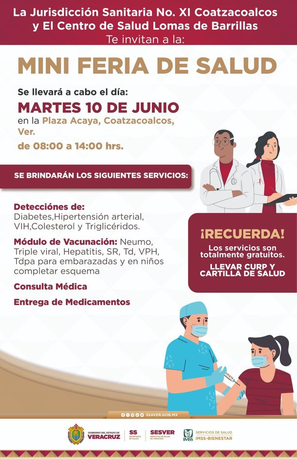 Mini feria de la salud este martes en Coatzacoalcos; lugar y horario
