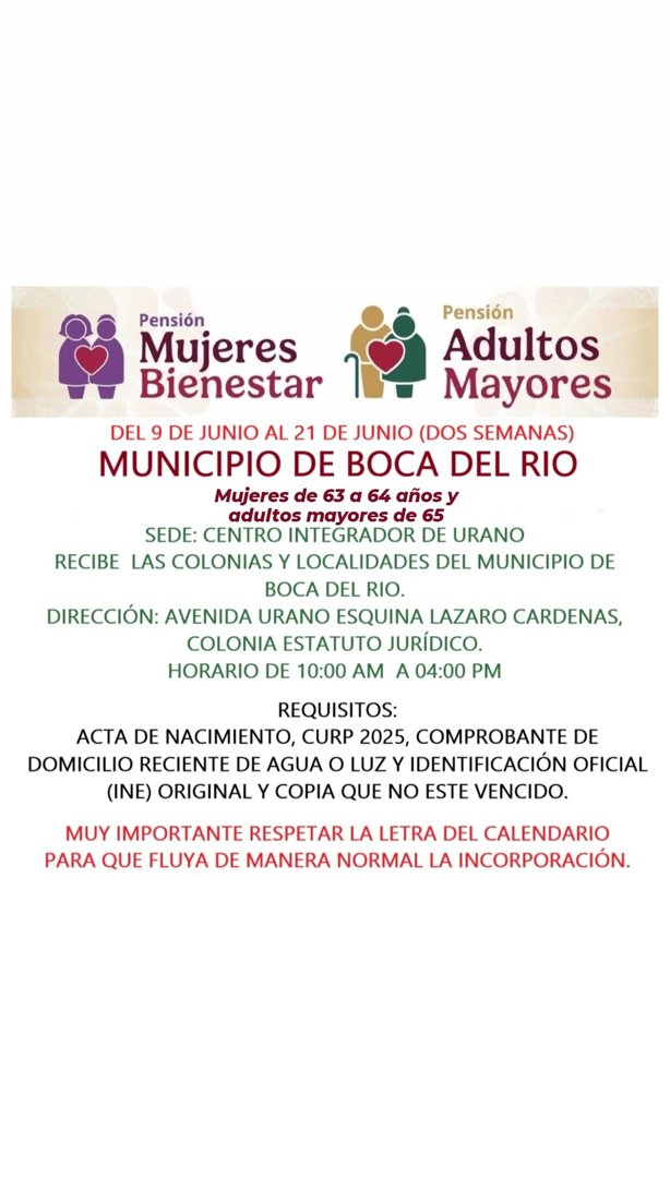 Módulos para incorporarse a la pensión Mujeres Bienestar en Veracruz y Boca del Río | Horarios 
