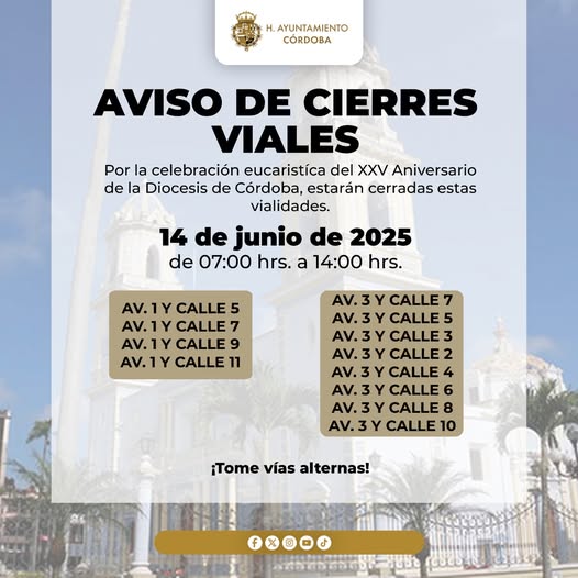 ¡Atención! Cerrarán calles este sábado en Córdoba por festejos de la Diócesis