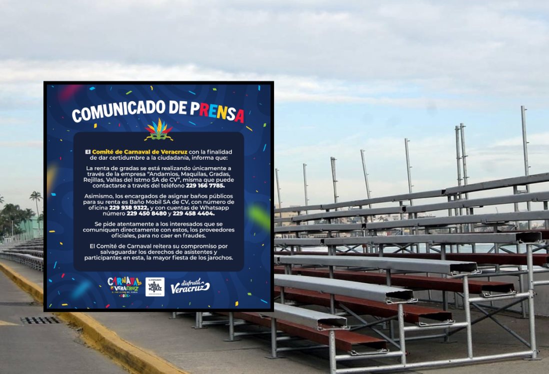 Comité de Carnaval informa sobre los proveedores oficiales de renta de gradas para evitar fraudes