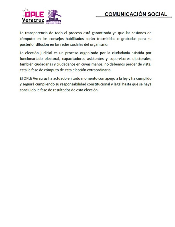 OPLE contará voto por voto cómputo de elección judicial, tras caída del sistema