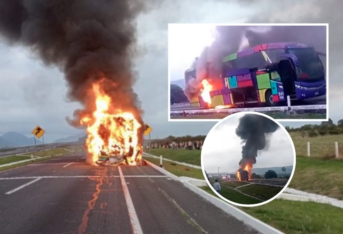 Incendio de autobús Kolors sorprende a pasajeros que salieron del puerto de Veracruz | VIDEO