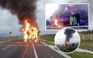 Incendio de autobús Kolors sorprende a pasajeros que salieron del puerto de Veracruz | VIDEO