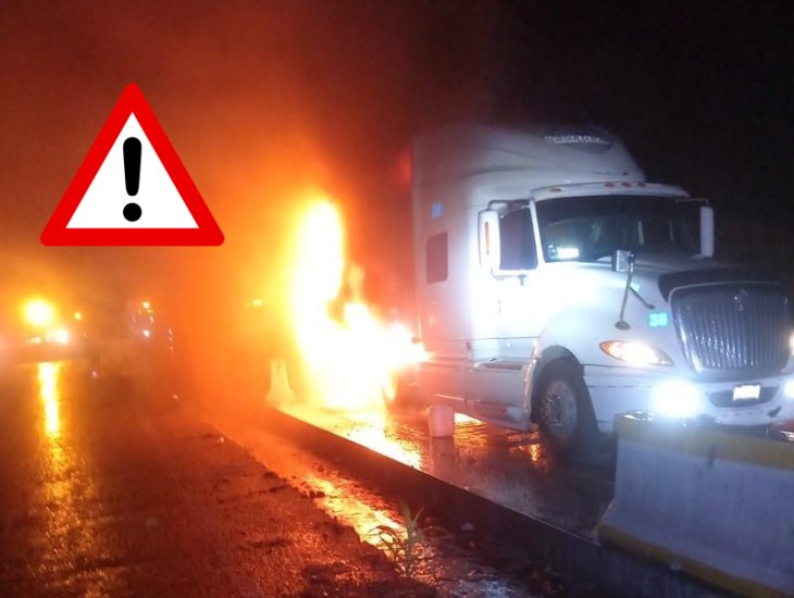 ¡Que susto! se incendia tráiler en la autopista Córdoba-Veracruz (+VIDEO)