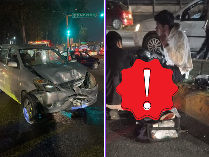 Motociclista se vuela el alto y se impacta contra un coche en Xalapa 