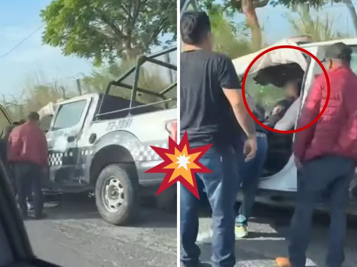 Vuelca patrulla de SSP Veracruz en Plan del Río; dos policías heridos