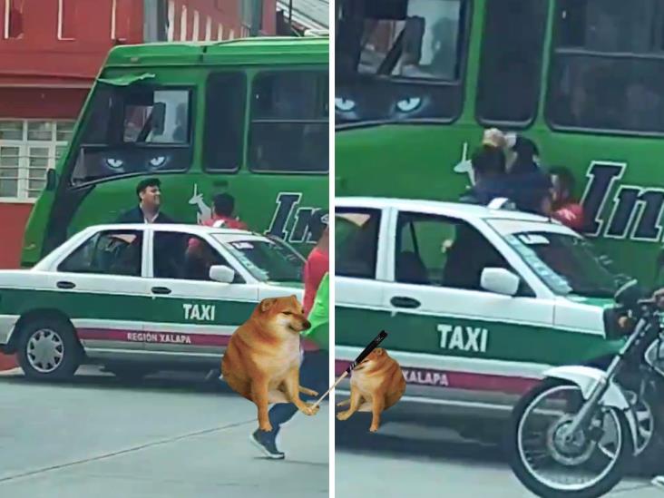 ¡Se dieron con todo! Inspector de Interbus y taxista se lían a golpes en Xalapa (+Video)