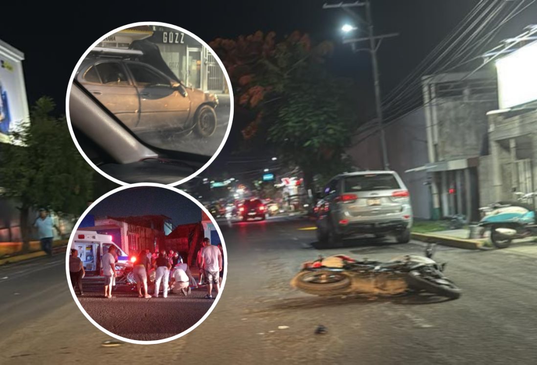 Conductor impacta su auto contra motos, una camioneta y bicicleta en Cardel; hay 4 lesionados