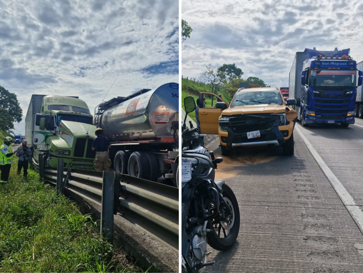 Doble accidente en la autopista Córdoba-Veracruz, paralizan la circulación