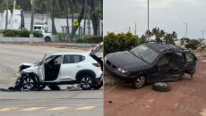 Fuerte accidente entre deja 2 vehículos destrozados en Coatzacoalcos