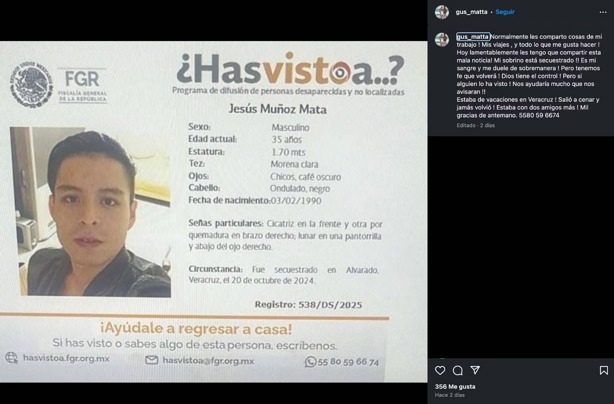 Gustavo Matta, famoso diseñador denuncia omisión en la desaparición y secuestro de su sobrino en Veracruz