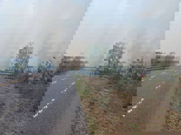 Voraz incendio de pastizal a la altura de autopista Cardel–Poza Rica