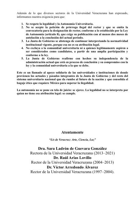 Exrectores de la UV, acusan intento de violar ley para prórroga