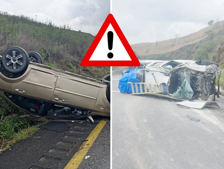 Doble accidente por llovizna en la autopista Orizaba-Puebla; dos lesionados