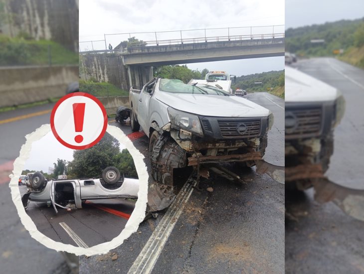 Volcadura en la autopista Xalapa-Perote, deja a una familia lesionada