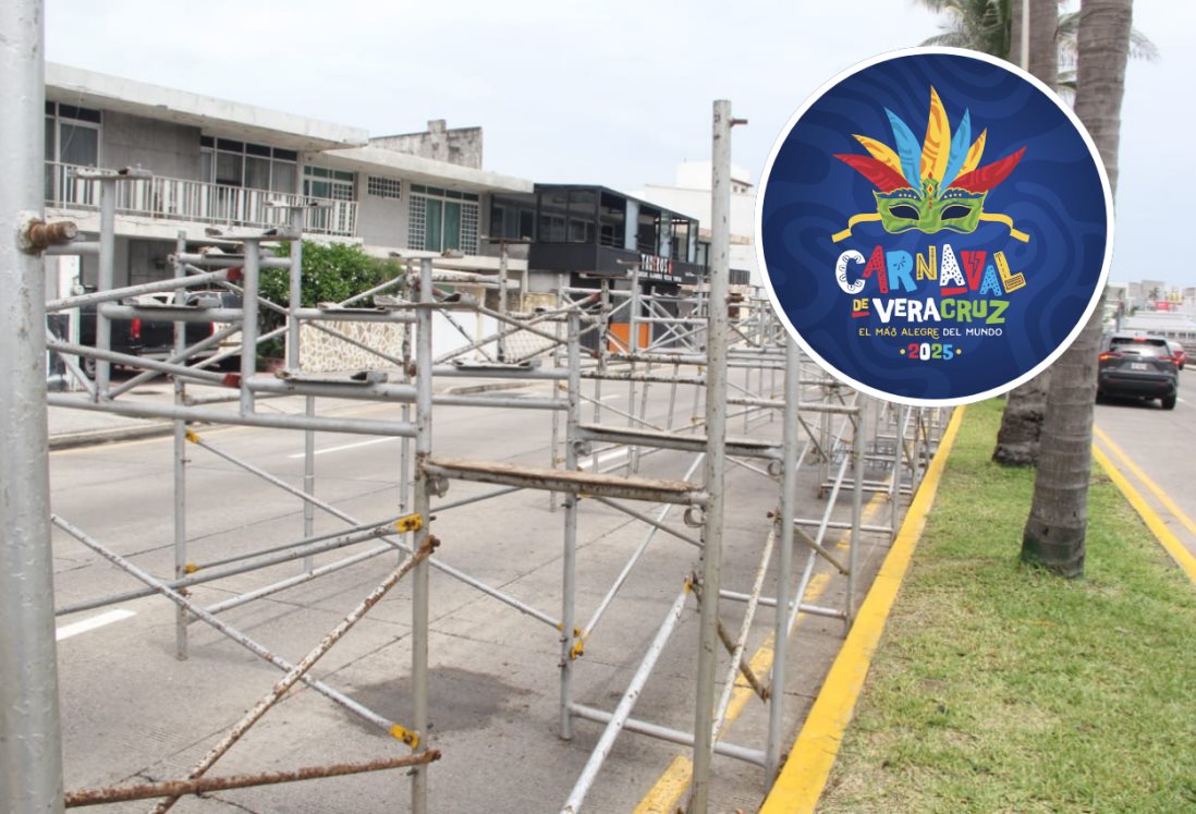 Continúa la instalación de gradas para el Carnaval de Veracruz 2025
