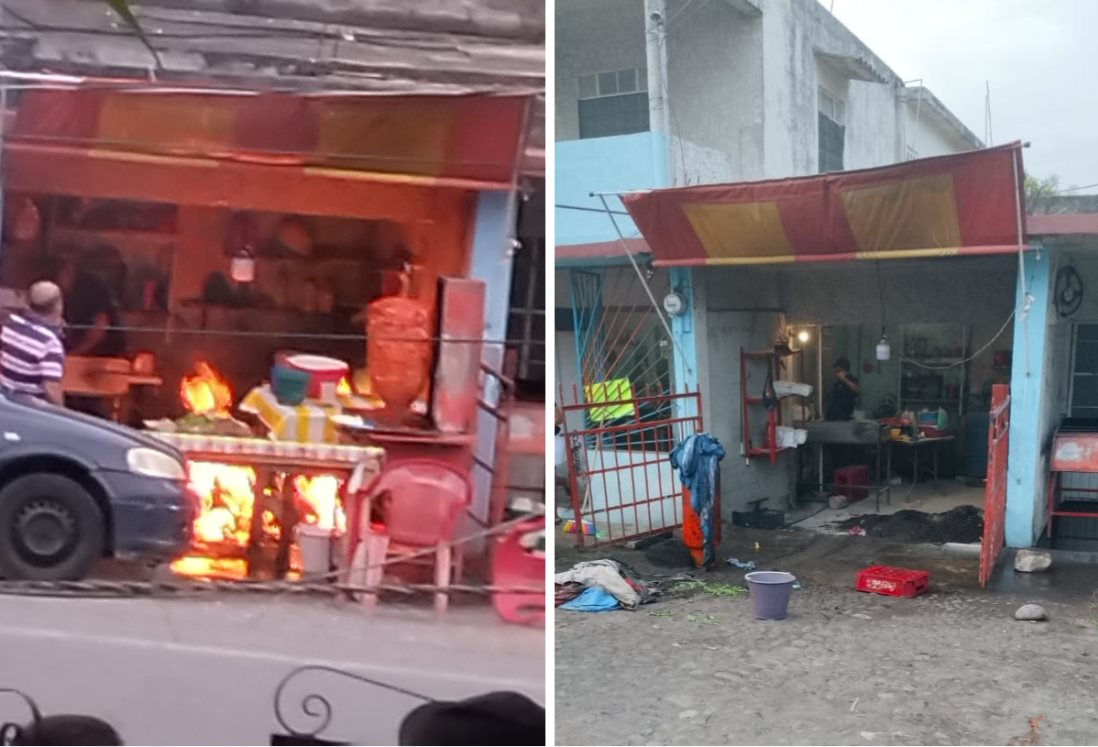 Causa temor incendio de tanque de gas en una taquería de Veracruz