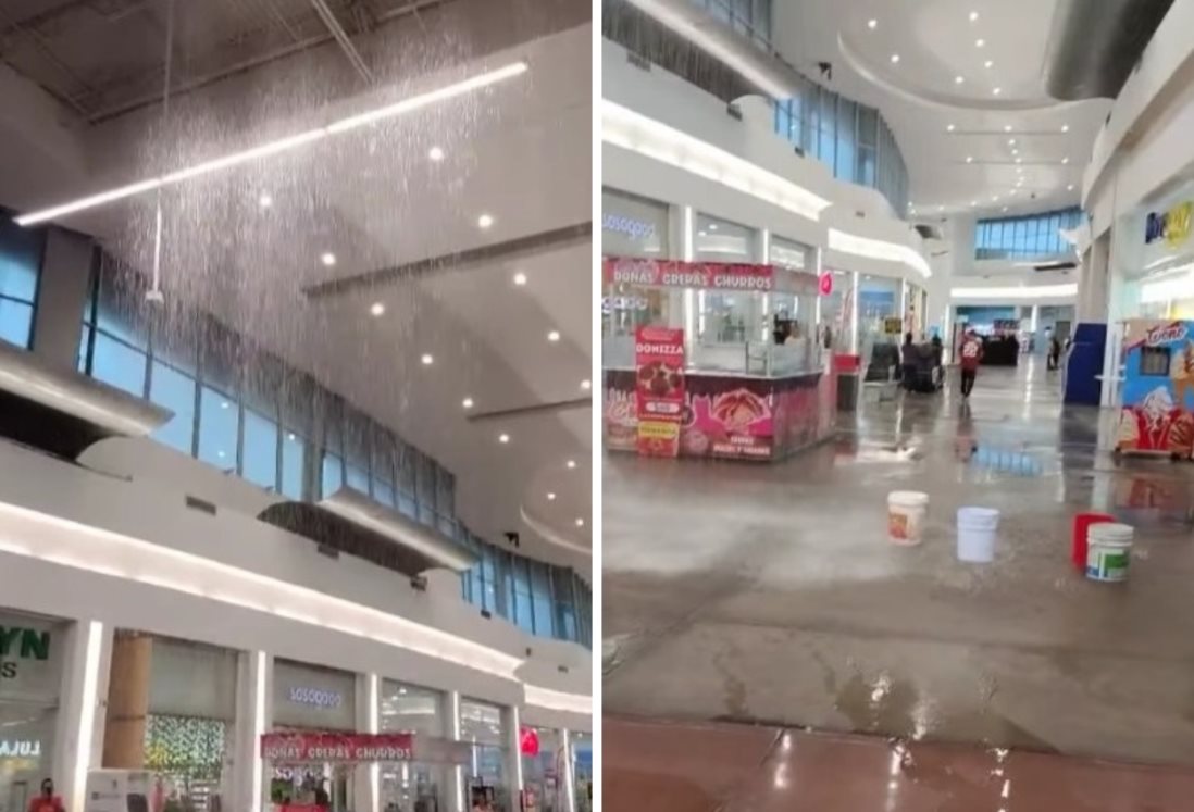 Fuerte lluvia provoca aguacero adentro de plaza en Veracruz | VIDEO