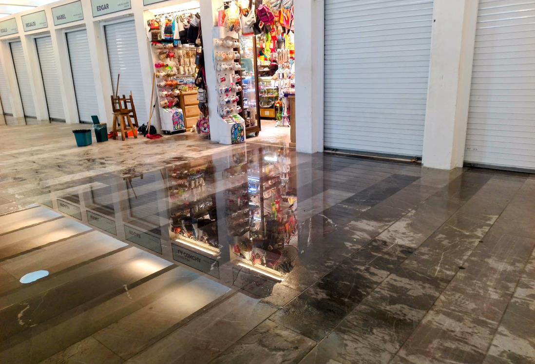 Lluvias en Veracruz afectan a locatarios del nuevo mercado de artesanías del malecón