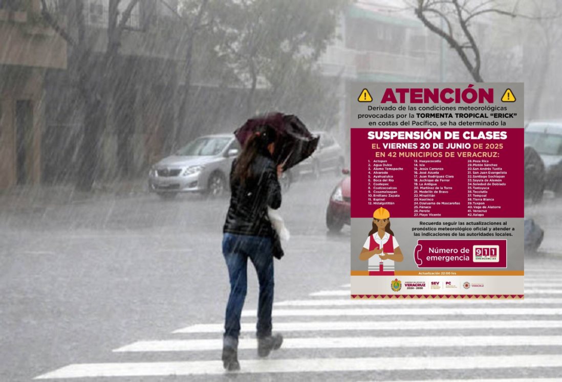 SEV suspende clases en Veracruz por tormenta tropical Erick