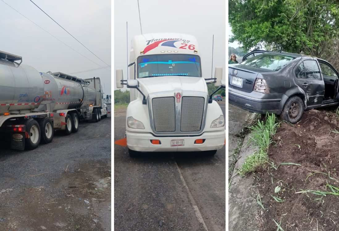 Pipa golpea a vehículo donde viajaba una familia en Puente Nacional