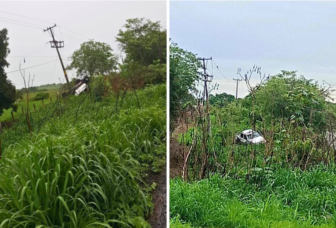Camioneta se sale del camino en carretera Tinaja–Ciudad Alemán de Veracruz