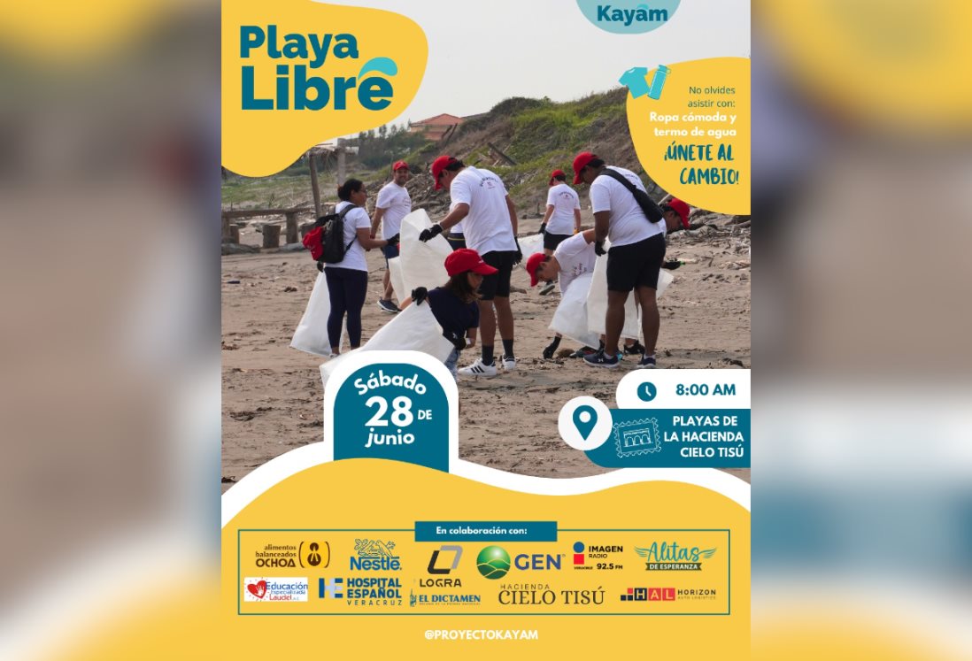 Proyecto Kayám invita a limpieza de playas de Veracruz este 28 de junio